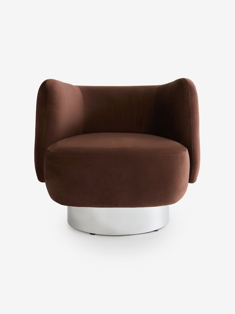 MADE.COM Chocolate Brown Velvet Novara Swivel Accent Chair - Image 5 of 5