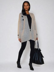 Religion Beige Wild Heart Long Line Appliqué Cardigan - Image 2 of 6