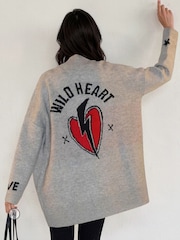 Religion Beige Wild Heart Long Line Appliqué Cardigan - Image 7 of 8