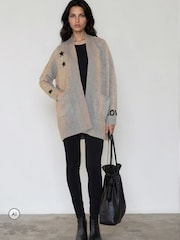 Religion Beige Wild Heart Long Line Appliqué Cardigan - Image 8 of 8