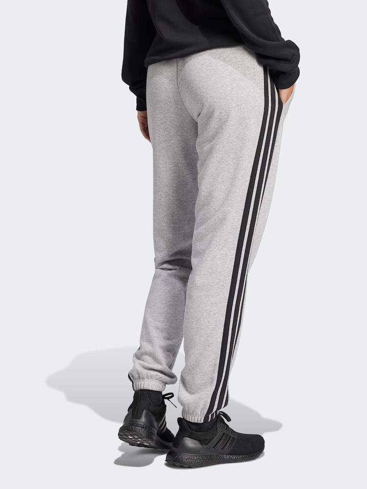 adidas Grey Essentials 3-Stripes French Terry Cuffed Joggers - Image 2 of 5