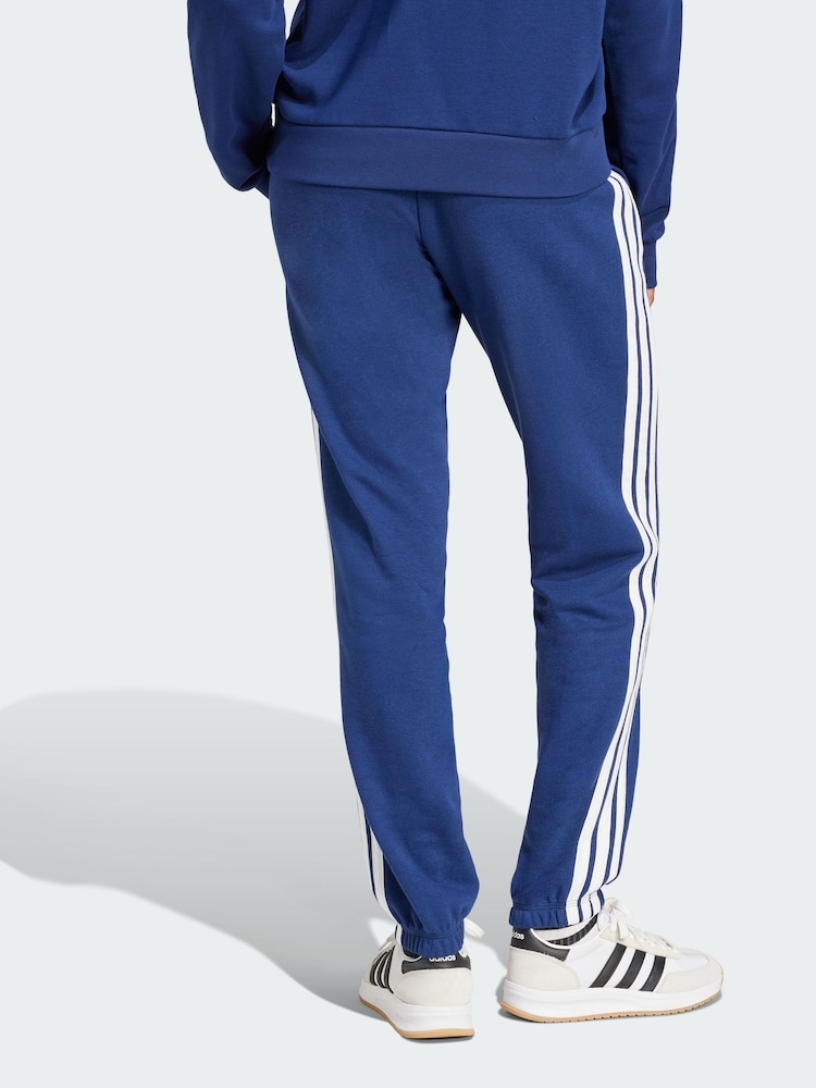 adidas Blue Essentials 3-Stripes French Terry Cuffed Joggers - Image 2 of 5 adidas Blue Essentials 3-Stripes French Terry Cuffed Joggers - Image 2 of 5