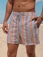 Multi Stripe Seersucker 5 Inch Swim Shorts - Image 1 of 6