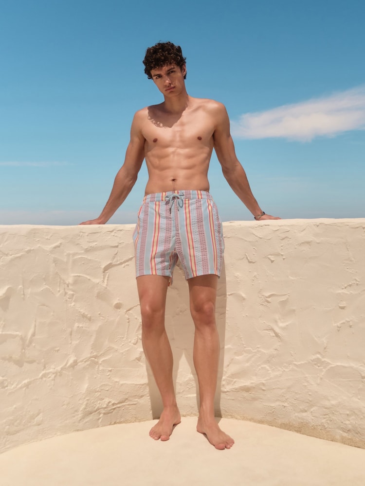 Multi Stripe Seersucker 5 Inch Swim Shorts - Image 2 of 6
