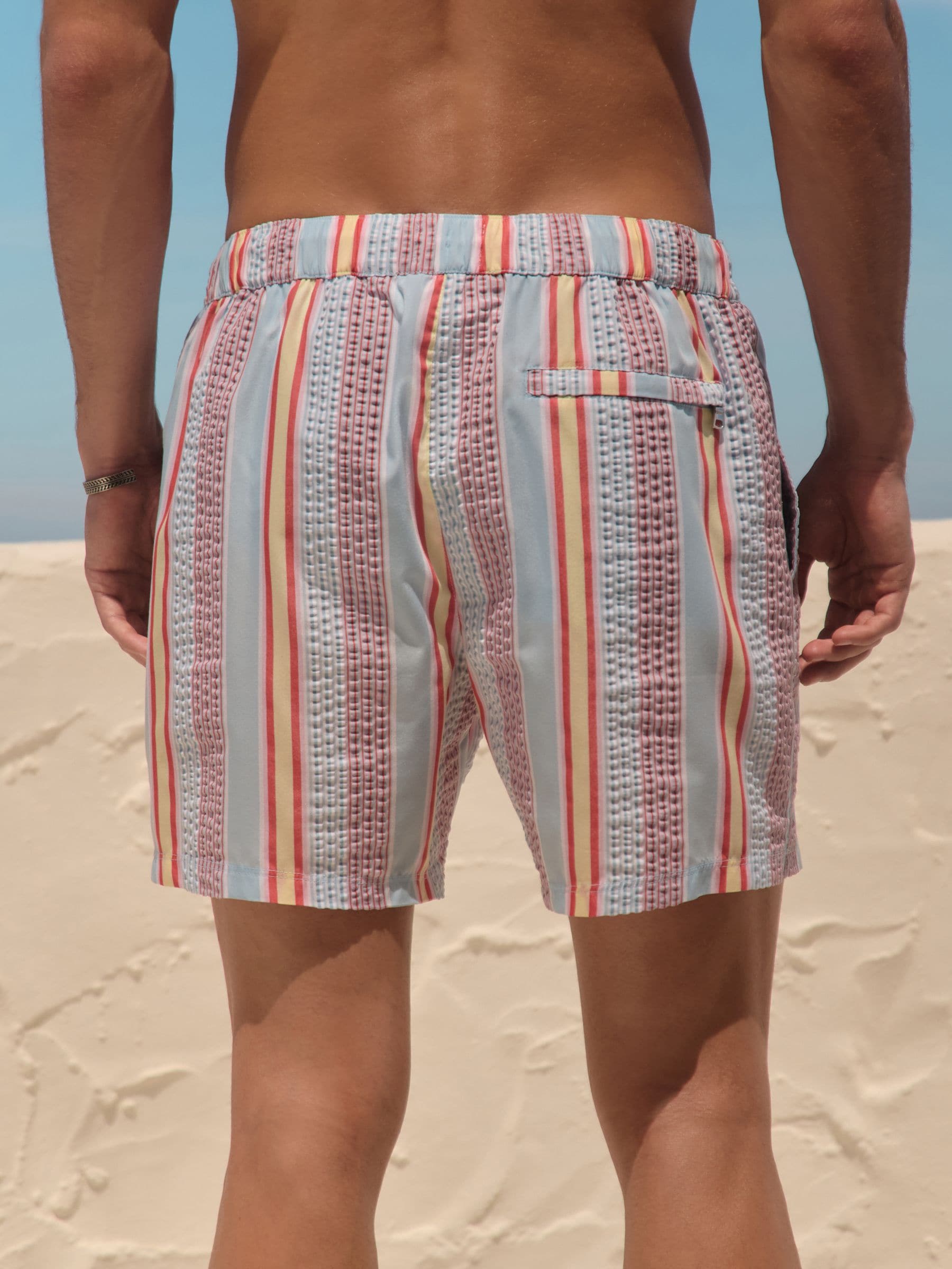 Buy Multi Stripe Seersucker 5 Inch Swim Shorts from Next USA