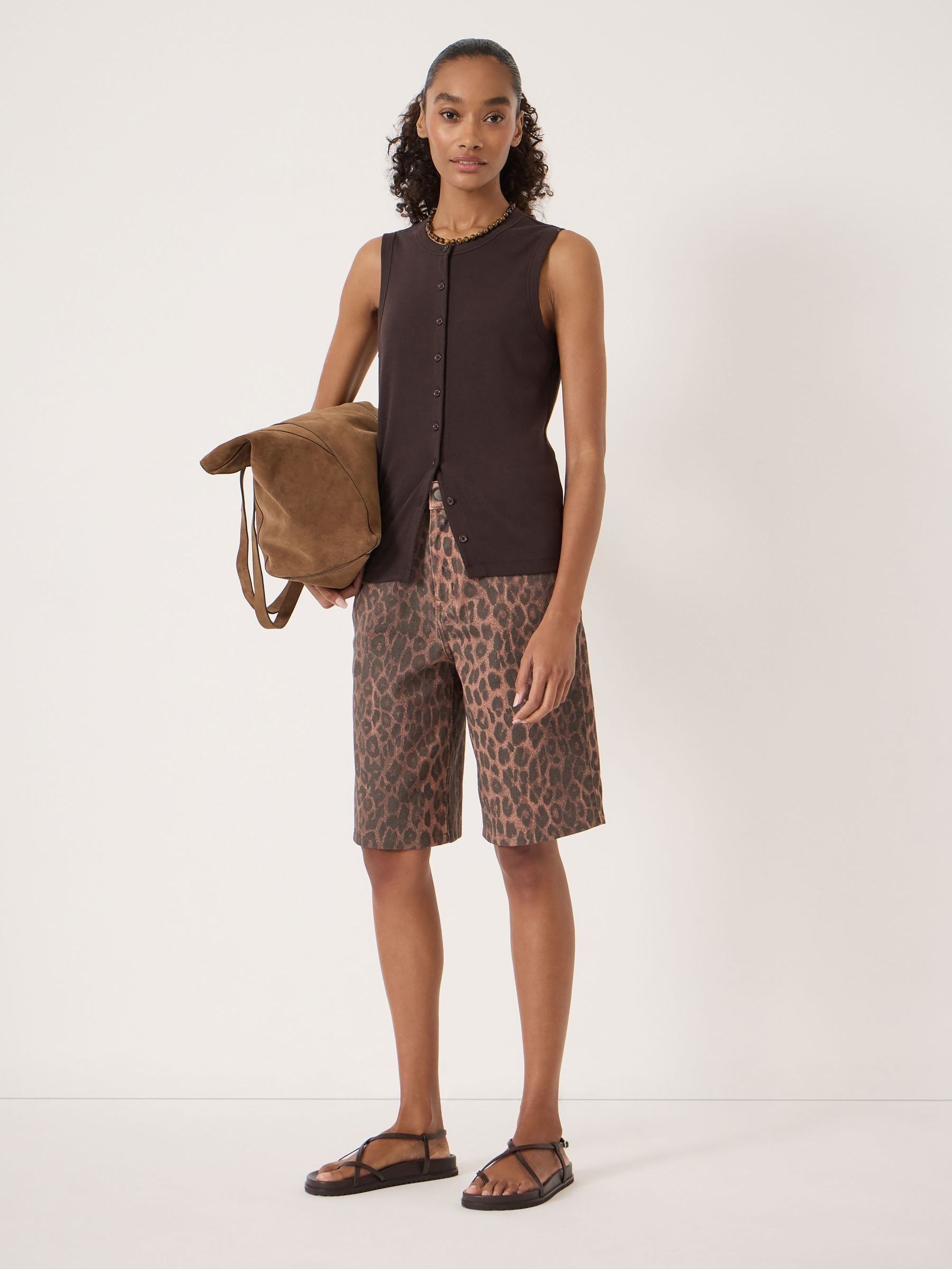 Cumpără Hush Leopard Print Denim Bermuda Shorts from Next Romania