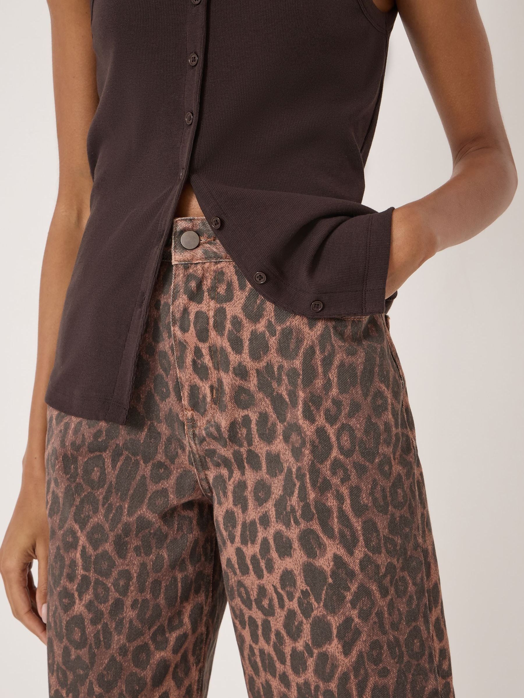 Cumpără Hush Leopard Print Denim Bermuda Shorts from Next Romania