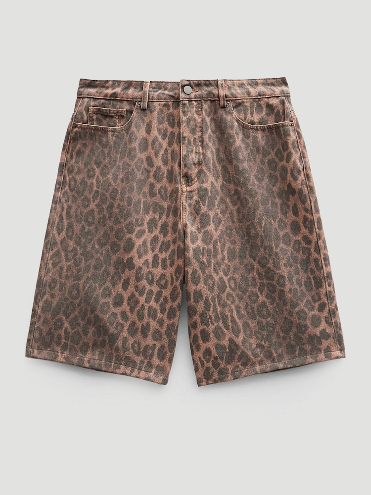 Hush Animal Leopard Print Denim Bermuda Shorts - Image 5 of 5 Hush Animal Leopard Print Denim Bermuda Shorts - Image 5 of 5