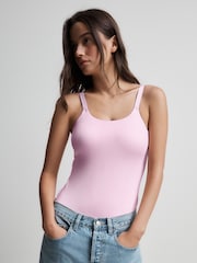 Pink Hidden Support Micro Bra Bodysuit - Image 1 of 4
