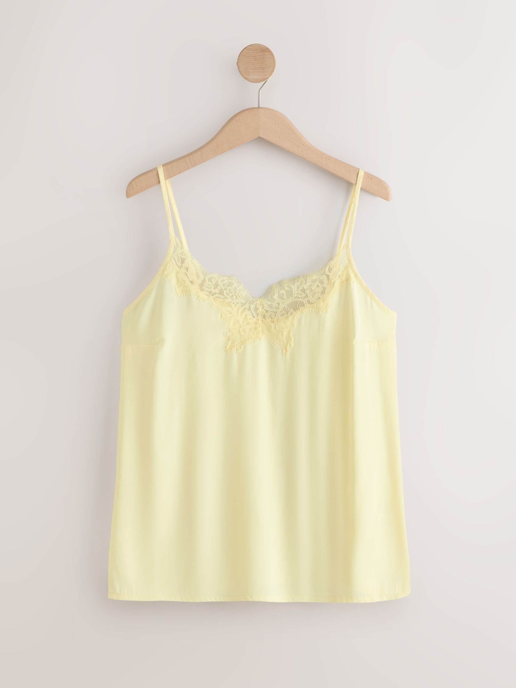 Buy Butter Yellow Lace Trim Satin Cami Top from Next USA