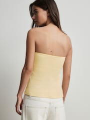 Green/Yellow Hidden Support Cotton Rib Bandeau Bra Top - Image 4 of 9