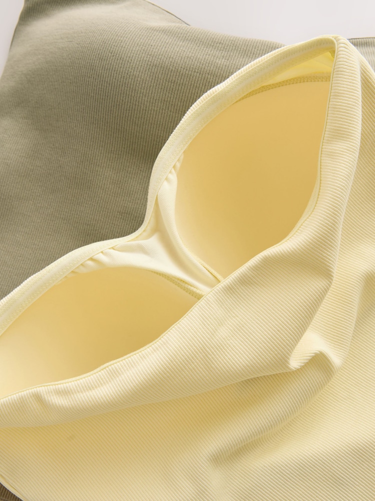 Green/Yellow Hidden Support Cotton Rib Bandeau Bra Top - Image 9 of 9 Green/Yellow Hidden Support Cotton Rib Bandeau Bra Top - Image 9 of 9