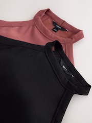 Black/Berry Hidden Support High Neck Vest Bra Top - Image 7 of 9