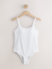 White Hidden Support Micro Bra Bodysuit - Image 1 of 4