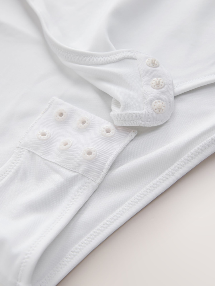 White Hidden Support Micro Bra Bodysuit - Image 2 of 4 White Hidden Support Micro Bra Bodysuit - Image 2 of 4