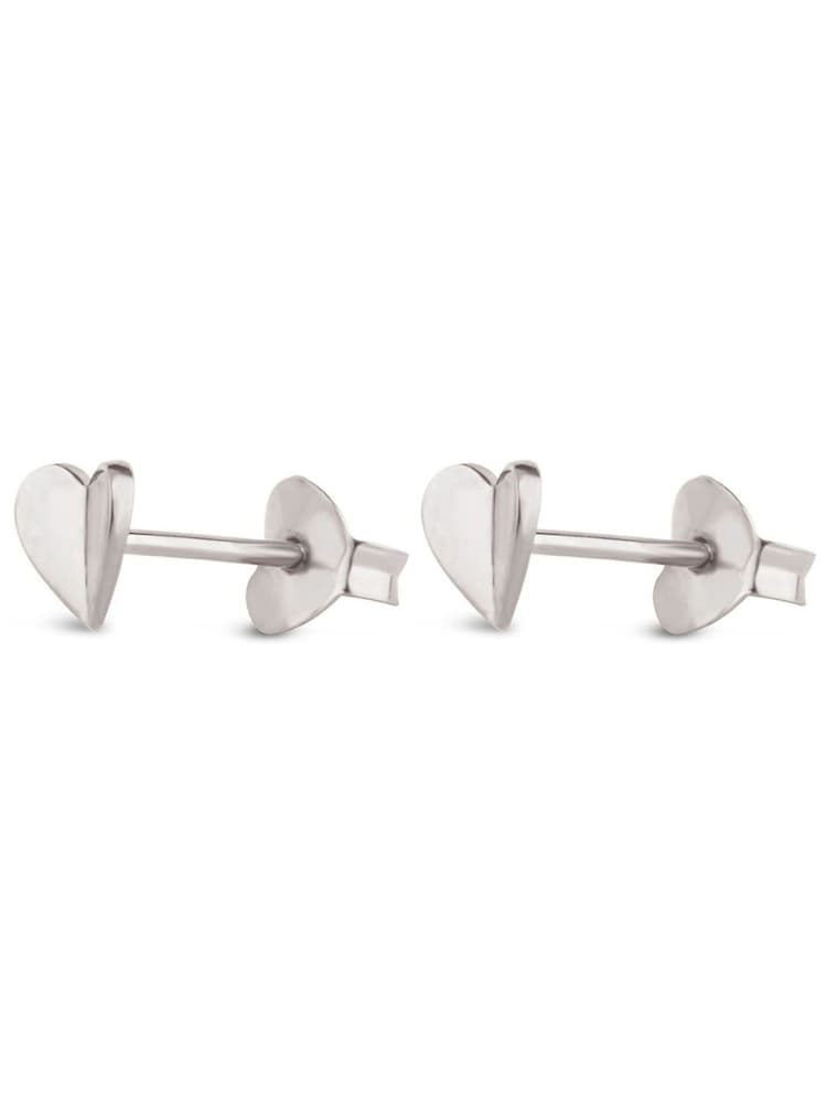 Pendientes de botón con forma de corazón plegado y chapado en plata de Dinny Hall - Imagen 4 de 4