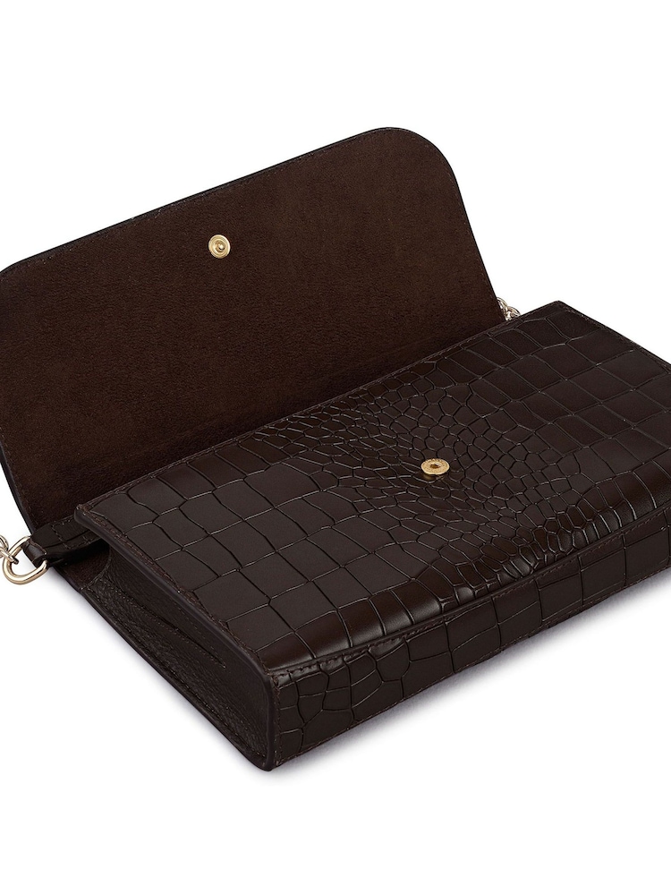 Radley The Rathbone - Faux Croc Micro Flapover Cross-Body Brown Bag - Image 5 of 5 Radley The Rathbone - Faux Croc Micro Flapover Cross-Body Brown Bag - Image 5 of 5