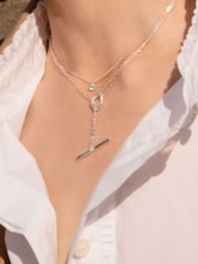 Plateado - Dinny Hall Tone Thalassa T-Bar Lariat Necklace - Imagen 4 de 5