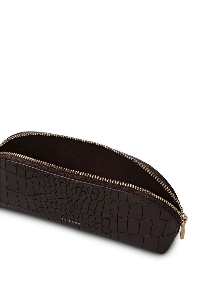 Radley Commute Street - Faux Croc Small Ziptop Pencil Case Brown Purse - Image 3 of 3