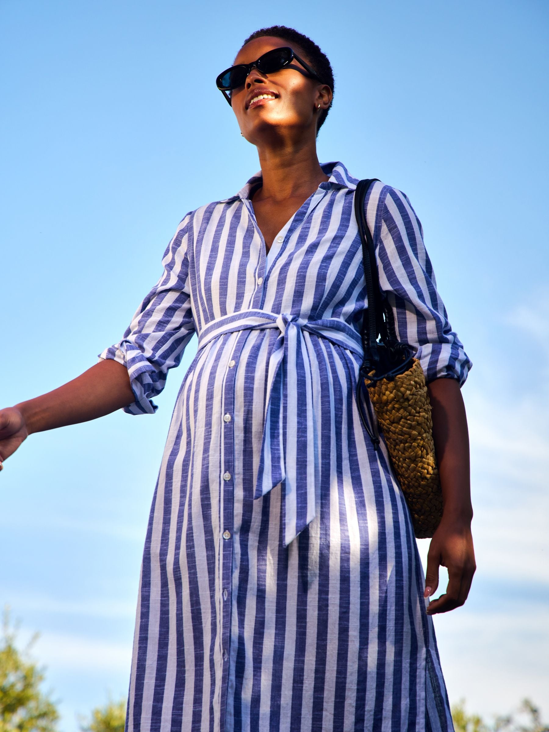 Buy JoJo Maman Bébé Bright Blue Stripe Long Sleeve Maternity Shirt