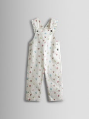 JoJo Maman Bébé Cream Floral Printed Twill Dungarees - Image 1 of 3