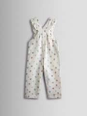 JoJo Maman Bébé Cream Floral Printed Twill Dungarees - Image 2 of 3
