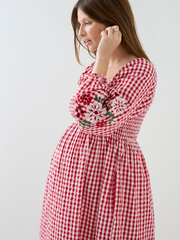 open lace back dress Luxury Red Maternity Gown, Pregnant Guest, Baby Shower, Gender Reveal Large / Hunter Green main image 0