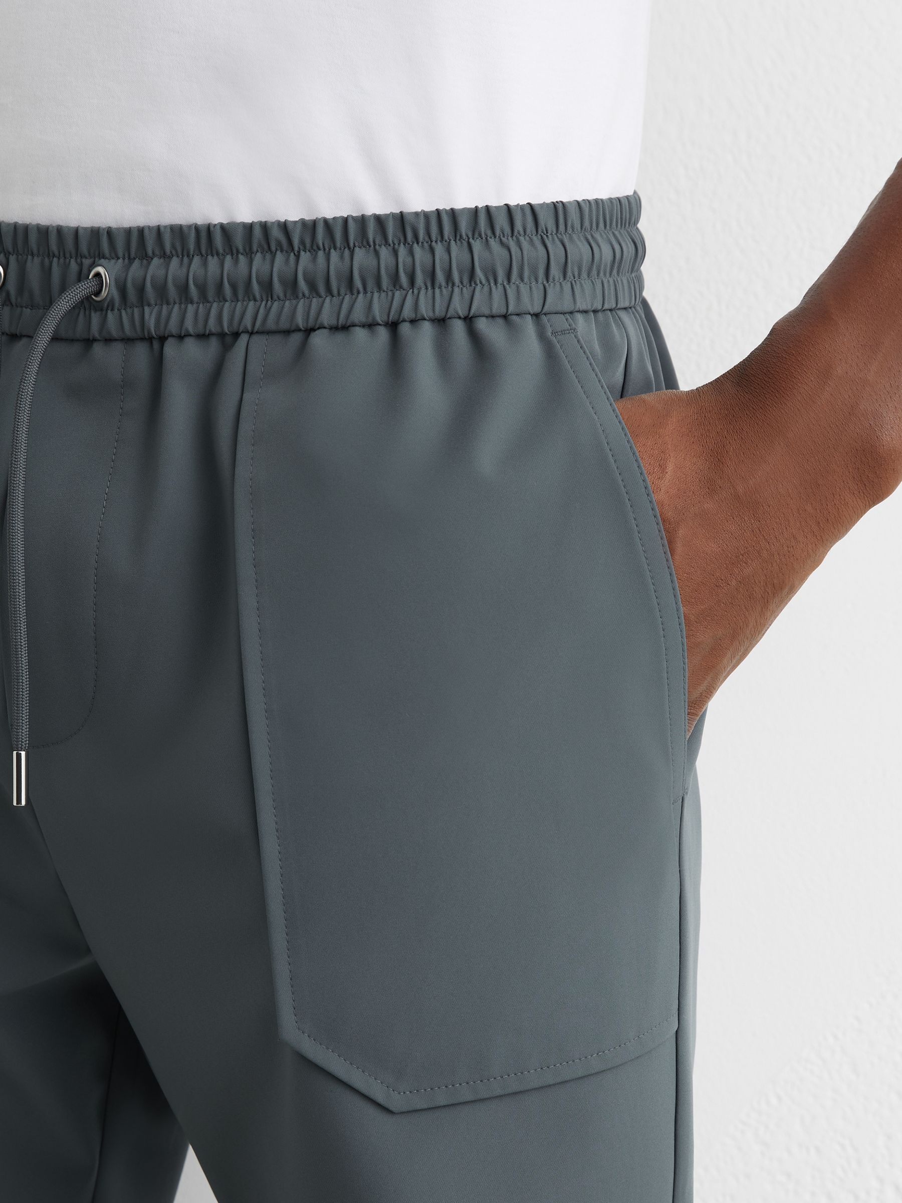 Buy Reiss Airforce Blue Ascend Technical Cuffed Drawstring Trousers ...