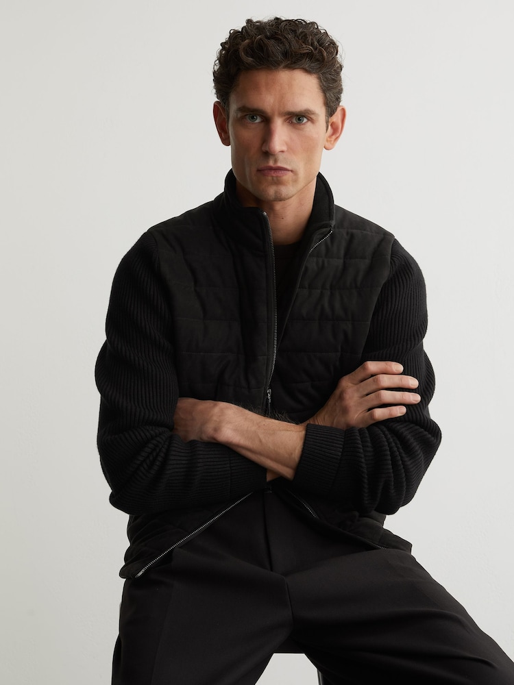 Reiss Bram Quilted Hybrid Zip-Through Jacket - Imagen 1 de 8