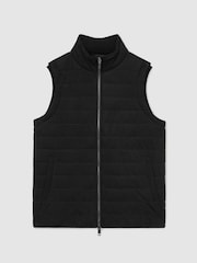 Reiss Black Orson Funnel-Neck Quilted Gilet - Image 2 of 6