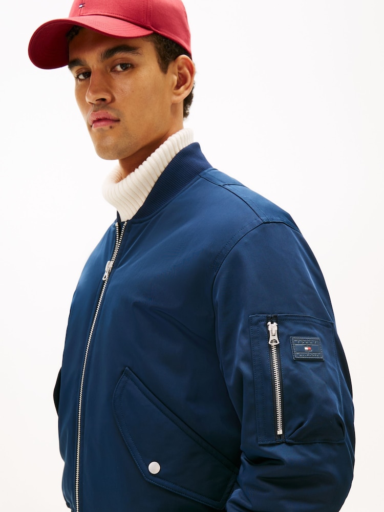 Tommy Hilfiger Blue Water Repellent Relaxed Bomber Jacket - Image 1 of 5