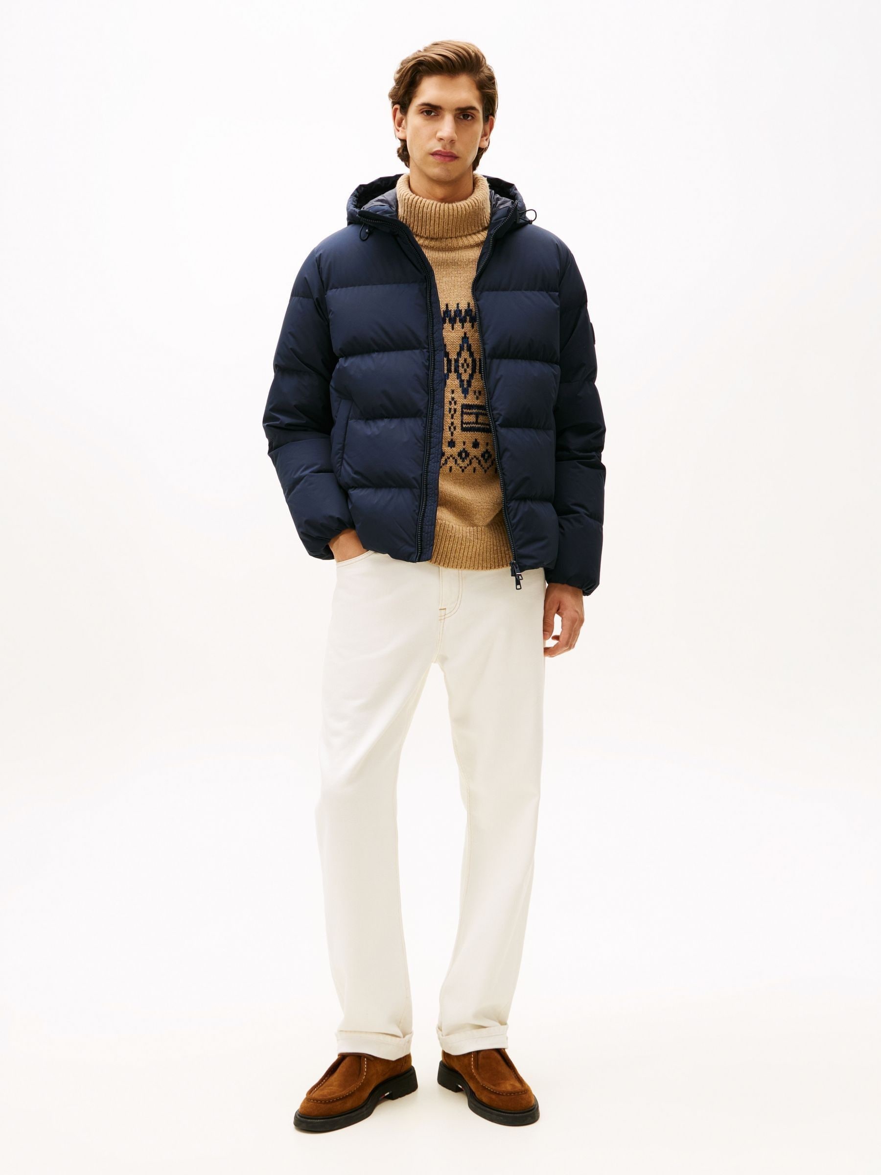 Buy Tommy Hilfiger Blue Water Repellent Down Hooded Puffer Jacket