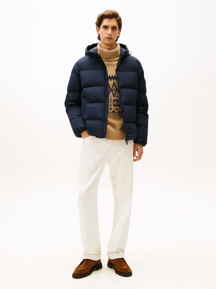 Buy Tommy Hilfiger Blue Water Repellent Down Hooded Puffer Jacket 