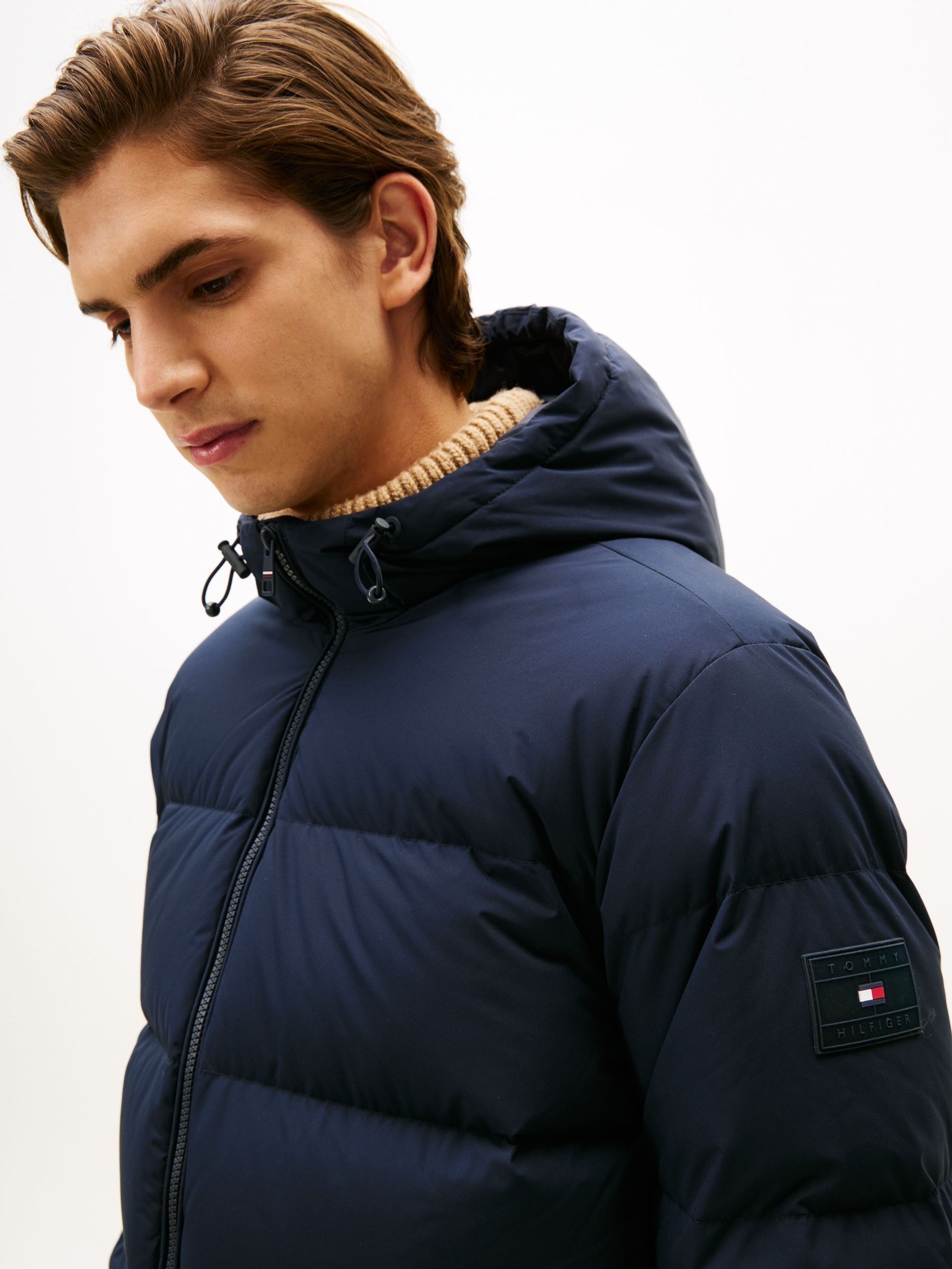 Buy Tommy Hilfiger Blue Water Repellent Down Hooded Puffer Jacket