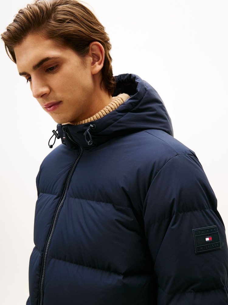 Buy Tommy Hilfiger Blue Water Repellent Down Hooded Puffer Jacket 