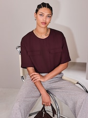 Purple Utility Style Boxy T-Shirt - Image 1 of 8