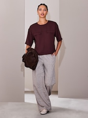 Purple Utility Style Boxy T-Shirt - Image 3 of 8