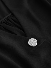 Μαύρο - Κοντομάνικο Λαιμόκοψη V Μπλούζα - Εικόνα 8 του 8