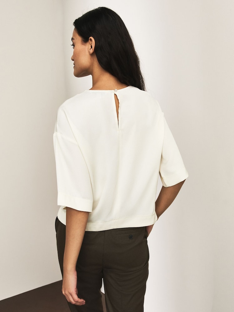 Ecru Utility Style Boxy T-Shirt - Image 2 of 7