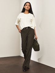 Ecru Utility Style Boxy T-Shirt - Image 3 of 7