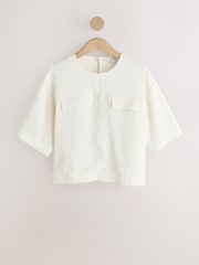 Ecru Utility Style Boxy T-Shirt - Image 5 of 7