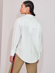 Painted Floral Pinstripe Oversized Boyfriend Shirt - Image 4 of 7