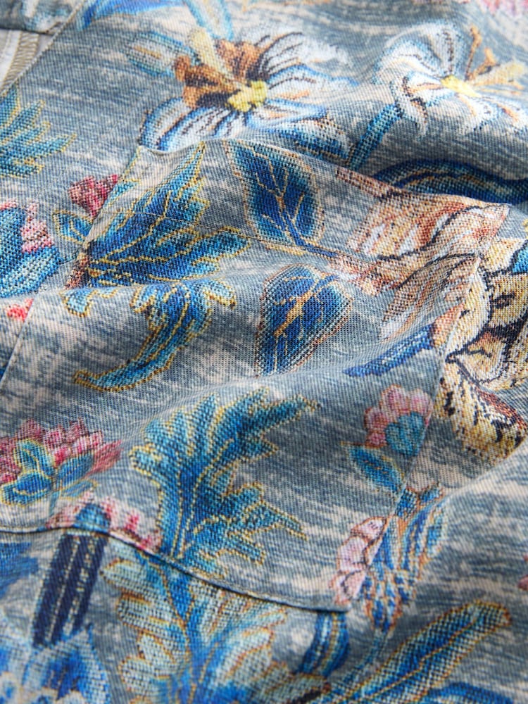 Blue Floral National Trust x Next Short Sleeve Shirt - Image 9 of 9