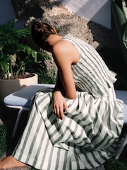 Sage Green Stripe Shirred Top - Image 2 of 8