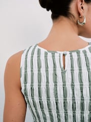 Sage Green Stripe Shirred Top - Image 4 of 8