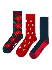 Happy Socks Green Lite 3 Pack Snowman Socks Gift Set - Image 1 of 6