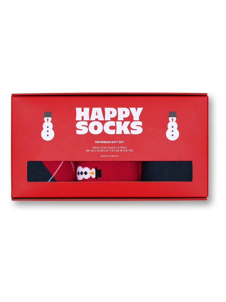 Happy Socks Green Lite 3 Pack Snowman Socks Gift Set - Image 2 of 6