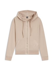 BOSS Cream Zip Through Jersey Hoodie - Image 1 of 1