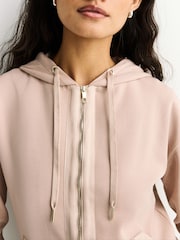 BOSS Cream Zip Through Jersey Hoodie - Image 5 of 7