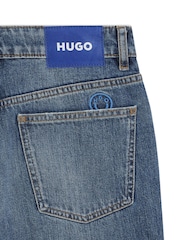 HUGO Gamala Ripped Hem Straight Fit Denim Jeans - Imagen 2 de 2
